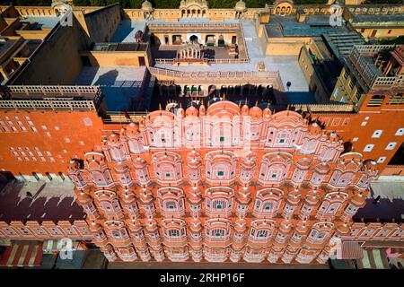 India, Rajasthan, Jaipur la città rosa, il palazzo del vento (Hawa Mahal) Foto Stock