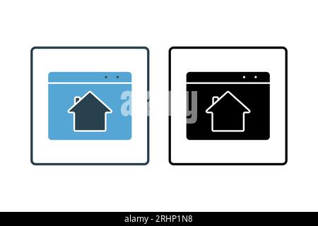 Icona Home Page. Icona relativa all'ottimizzazione dei motori di ricerca. adatto per la progettazione di siti web, app, interfacce utente. stile icona a tinta unita. Semplice design vettoriale Illustrazione Vettoriale