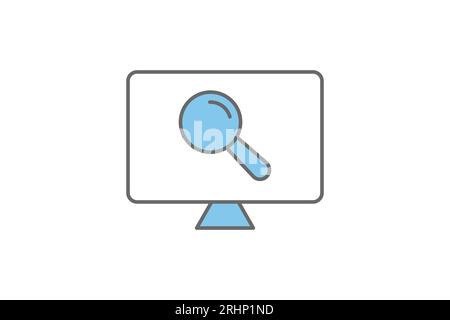 Icona Ottimizzazione motore. Icona relativa all'ottimizzazione dei motori di ricerca. adatto per la progettazione di siti web, app, interfacce utente. stile icona linea piatta. Semplice Illustrazione Vettoriale