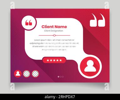 Revisione minimalista dei clienti o feedback dei clienti post sui social media e progettazione di modelli di schede Web Illustrazione Vettoriale