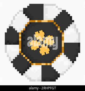 Chip di poker pixel art. Casino chips Lucky Illustrazione Vettoriale