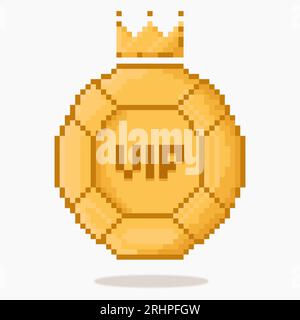 Chip d'oro pixel art poker. Casino chips vip Illustrazione Vettoriale
