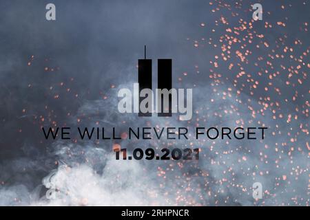 9 11, non dimenticheremo mai il Patriot Day dell'11 settembre 2001. Foto Stock