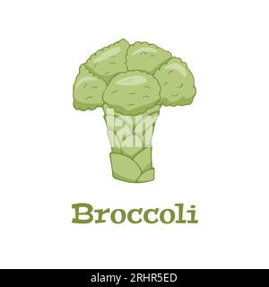 Broccoli, semplice logo a figura vettoriale piatta su sfondo bianco Illustrazione Vettoriale