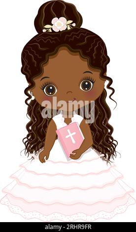 Vector First Holy Communion African American Girl Illustrazione Vettoriale