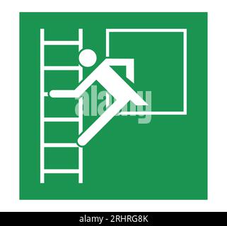 Finestrino di emergenza con simbolo scala di uscita Illustrazione Vettoriale