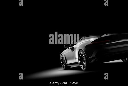 Generico nero sport auto non branded isolato su uno sfondo scuro. 3d illustrazione Foto Stock