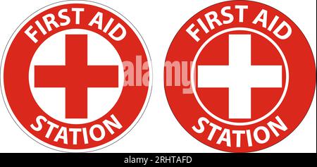 Cartello da pavimento, stazione di pronto soccorso Illustrazione Vettoriale