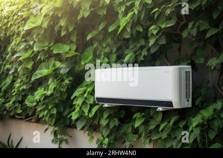 Ripresa ravvicinata del condizionatore d'aria vista all'esterno Foto Stock
