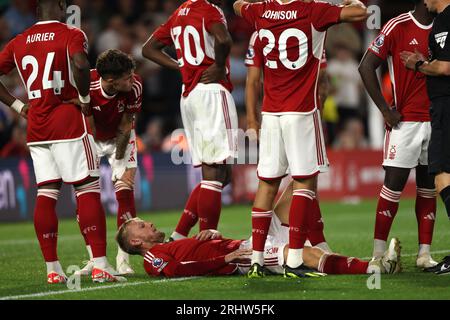 Nottingham, Regno Unito. 18 agosto 2023. Joe Worrall di Nottingham Forest al Nottingham Forest contro Sheffield United, EPL match, al City Ground, Nottingham, Notts. Credito: Paul Marriott/Alamy Live News Foto Stock
