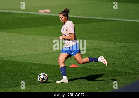 L'inglese Jessica Carter in azione durante una sessione di allenamento al Central Coast Stadium di Gosford, Australia. Data foto: Sabato 19 agosto 2023. Foto Stock