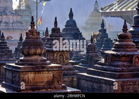 Nepal, valle di Kathmandu, stupa buddista Swayambunath Foto Stock