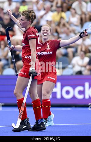 Monchengladbach, Germania. 19 agosto 2023. La belga Stephanie Vanden Borre nella foto di una partita di hockey tra la nazionale belga di hockey delle Red Panthers e l'Italia, sabato 19 agosto 2023 a Monchengladbach, Germania, partita 1/3 nella fase a biliardo dei campionati europei di hockey femminile. I campionati EuroHockey 2023 si svolgono dal 18 al 27 agosto 2023. BELGA PHOTO DIRK WAEM Credit: Belga News Agency/Alamy Live News Foto Stock