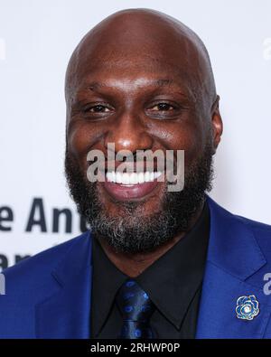 Beverly Hills, Stati Uniti. 18 agosto 2023. BEVERLY HILLS, LOS ANGELES, CALIFORNIA, USA - 18 AGOSTO: L'ex giocatore di basket americano Lamar Odom arriva al 23° Annual Harold and Carole Pump Foundation Gala tenutosi al Beverly Hilton Hotel il 18 agosto 2023 a Beverly Hills, Los Angeles, California, Stati Uniti. (Foto di Xavier Collin/Image Press Agency) credito: Image Press Agency/Alamy Live News Foto Stock