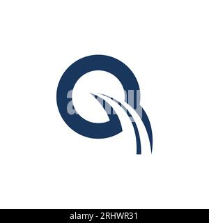 Immagine vettoriale iniziale del logo q Road Way. Lettera iniziale Q Logo della strada per modello vettore per segnali di viaggio e trasporto Illustrazione Vettoriale