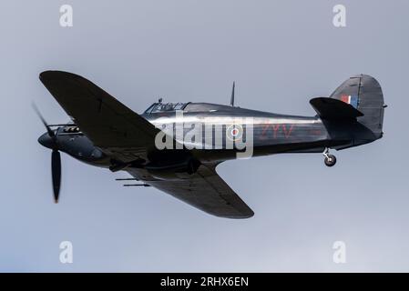 RAF Battle of Britain Memorial Flight Hawker Hurricane presso l'aeroporto Southend di Londra, Essex. Usare l'aeroporto per mostrare gli spettacoli aerei del sud-est dell'Inghilterra Foto Stock