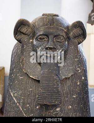 Cairo, Museo Egizio, Sfinge di Amenemhat II Relativamente inusuale in quanto la sua testa ha caratteristiche di leone (criniera), mentre questo di solito è solo il suo corpo. Foto Stock