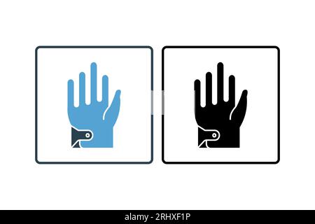 Icona guanti. Icona relativa agli abiti. adatto per la progettazione di siti web, app, interfacce utente. stile icona a tinta unita. Semplice progettazione vettoriale modificabile Illustrazione Vettoriale