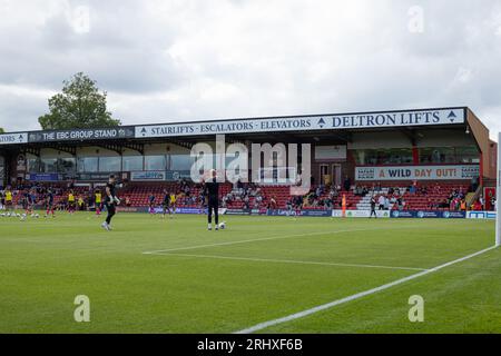 Aggborough Stadium, Kidderminster, UK, 19 agosto 2023, Vista generale dello stadio durante la partita della Vanarama National League tra Kidderminster Harriers FC e Bromley FC tenutasi presso l'Aggborough Stadium di Kidderminster Credit: Nick Phipps/Alamy Live News Foto Stock