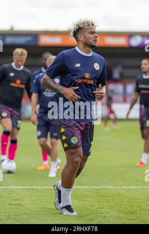 Aggborough Stadium, Kidderminster, UK, 19 agosto 2023, Josh Passley di Bromley si riscalda durante la partita della Vanarama National League tra Kidderminster Harriers FC e Bromley FC tenutasi presso l'Aggborough Stadium di Kidderminster Credit: Nick Phipps/Alamy Live News Foto Stock