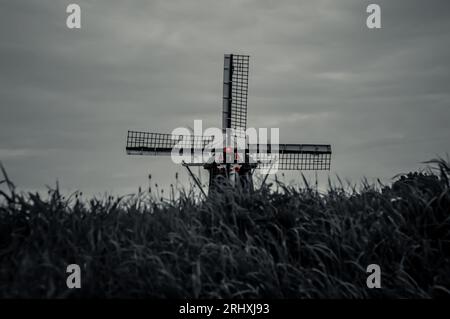 Mulino a vento olandese del XIX secolo, Eemskanaal, Groningen. Foto Stock