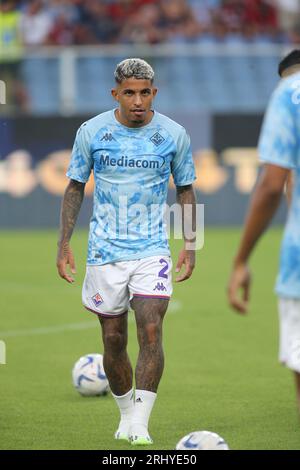 Dodo dell'ACF Fiorentina durante la partita di serie A italiana tra Genoa CFC e ACF Fiorentina il 19 agosto 2023 allo stadio Luigi Ferraris, GE Foto Stock