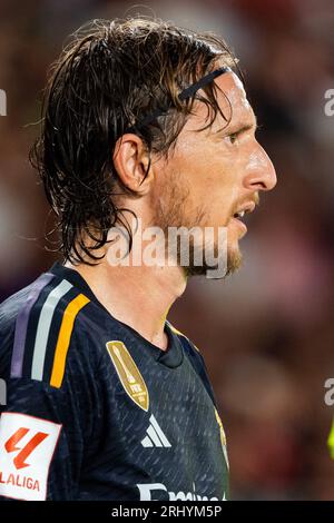 Almeria, Spagna. 19 agosto 2023. Luka Modric visto durante la partita LaLiga EA SPORTS 2023/2024 tra UD Almeria e Real Madrid al Power Horse Stadium.Punteggio finale: UD Almeria 1:3 Real Madrid (foto di Francis Gonzalez/SOPA Images/Sipa USA) credito: SIPA USA/Alamy Live News Foto Stock