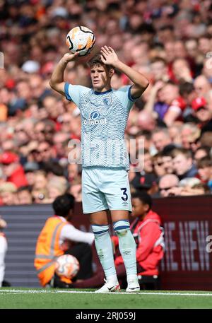 Liverpool, Regno Unito. 19 agosto 2023. Milos Kerkez di Bournemouth durante la partita di Premier League ad Anfield, Liverpool. Il credito fotografico dovrebbe leggere: David Klein/Sportimage credito: Sportimage Ltd/Alamy Live News Foto Stock