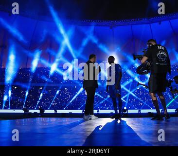 Riyadh, Arabia Saudita. 19 agosto 2023. Neymar Jr viene presentato come nuovo giocatore di al Hilal Saudi FCÕs prima della partita di calcio SAFF Roshn Saudi Pro League 2023-24 tra al Hilal Saudi FC e al-Fayha al King Fahd International Stadium il 19 agosto 2023 a Riyadh, Arabia Saudita. Foto di Stringer / Power Sport Images Credit: Power Sport Images Ltd/Alamy Live News Foto Stock