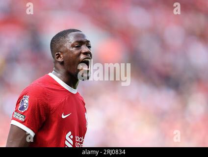 Liverpool, Regno Unito. 19 agosto 2023. Ibrahima Konate del Liverpool durante la partita di Premier League ad Anfield, Liverpool. Il credito fotografico dovrebbe leggere: David Klein/Sportimage credito: Sportimage Ltd/Alamy Live News Foto Stock