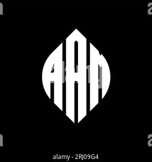 Logo AAM a forma di lettera circolare con forma circolare ed ellisse. Lettere di ellisse AAM con stile tipografico. Le tre iniziali formano un logo circolare. AAM ci Illustrazione Vettoriale