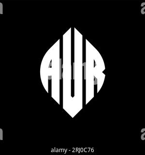 Logo con lettera circolare in avr con forma circolare ed ellisse. Lettere ellittiche avr con stile tipografico. Le tre iniziali formano un logo circolare. Avr ci Illustrazione Vettoriale