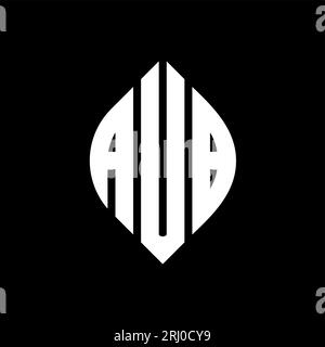 Logo AUB a lettera circolare con forma circolare ed ellisse. Lettere di ellisse AUB con stile tipografico. Le tre iniziali formano un logo circolare. AUB ci Illustrazione Vettoriale