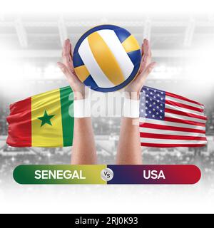 Concetto di competizione tra Senegal e USA. Foto Stock