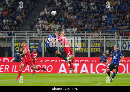 Milano, Italie. 19 agosto 2023. Mirko Maric (#24 AC Monza) durante il campionato italiano di serie A partita di calcio tra FC Internazionale e AC Monza il 19 agosto 2023 allo stadio Giuseppe Meazza di Milano - foto Morgese-Rossini/DPPI Credit: DPPI Media/Alamy Live News Foto Stock