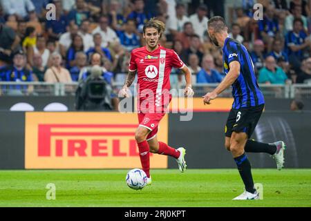 Milano, Italie. 19 agosto 2023. Andrea carboni (#44 AC Monza) durante il campionato italiano di serie A partita tra FC Internazionale e AC Monza il 19 agosto 2023 allo stadio Giuseppe Meazza di Milano - foto Morgese-Rossini/DPPI Credit: DPPI Media/Alamy Live News Foto Stock