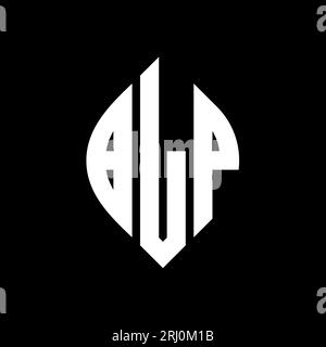 Logo BLP a lettera circolare con forma circolare ed ellisse. Lettere ellittiche BLP con stile tipografico. Le tre iniziali formano un logo circolare. BLP ci Illustrazione Vettoriale