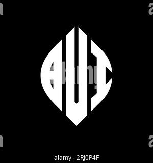 Logo con lettera circolare BVI con forma circolare ed ellisse. Lettere ellittiche BVI con stile tipografico. Le tre iniziali formano un logo circolare. BVI ci Illustrazione Vettoriale