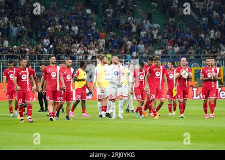 Milano, Italia. 19 agosto 2023. Squadra dell'AC Monza, durante l'FC Internazionale contro l'AC Monza, serie A, allo Stadio Giuseppe Meazza. Credito: Alessio Morgese / Emage Foto Stock