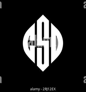 Logo CSO a forma di lettera circolare con forma circolare ed ellisse. Lettere ellittiche CSO con stile tipografico. Le tre iniziali formano un logo circolare. CSO ci Illustrazione Vettoriale