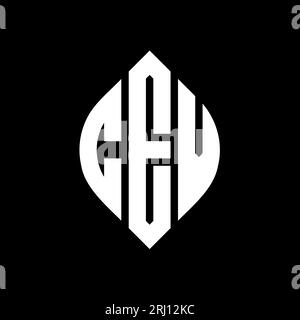 Logo con lettera circolare CEV con forma circolare ed ellisse. Lettere ellittiche CEV con stile tipografico. Le tre iniziali formano un logo circolare. CEV ci Illustrazione Vettoriale