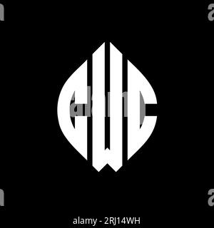 Logo CWC con lettera circolare e forma a forma di cerchio ed ellisse. Lettere ellittiche CWC con stile tipografico. Le tre iniziali formano un logo circolare. CWC ci Illustrazione Vettoriale