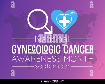 National Gynecologic Cancer Awareness Month Advocates for Awareness, Early Detection e Support. Modello di banner illustrativo del vettore salute della donna. Illustrazione Vettoriale