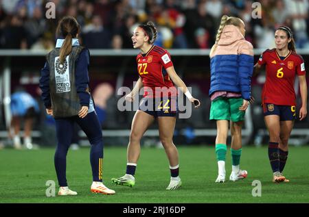 La spagnola Athenea del Castillo festeggia dopo la finale della Coppa del mondo femminile allo Stadium Australia di Sydney. Data foto: Domenica 20 agosto 2023. Foto Stock