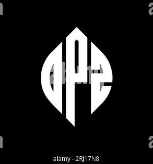 Logo DPZ con lettera circolare e forma a cerchio e a ellisse. Lettere ellittiche DPZ con stile tipografico. Le tre iniziali formano un logo circolare. DPZ ci Illustrazione Vettoriale