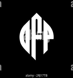 Logo DFP con lettera circolare e forma a cerchio ed ellisse. Lettere ellittiche DFP con stile tipografico. Le tre iniziali formano un logo circolare. DFP ci Illustrazione Vettoriale