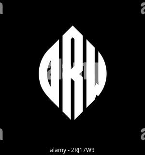 Logo a forma DI lettera circolare con forma circolare ed ellisse. Lettere ELLITTICHE DRW con stile tipografico. Le tre iniziali formano un logo circolare. DRW ci Illustrazione Vettoriale