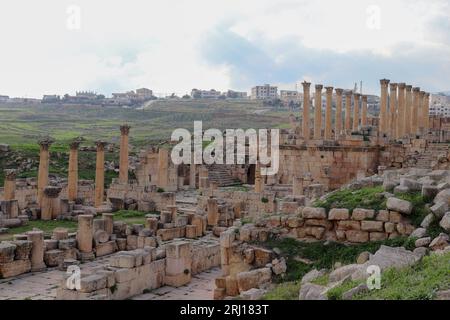 Gerasa - Edifici romani antichi nel Medio Oriente (città di Jerash in Giordania) Foto Stock