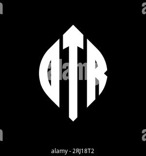 Logo DTR a forma di lettera circolare con forma circolare ed ellisse. Lettere di ellisse DTR con stile tipografico. Le tre iniziali formano un logo circolare. DTR ci Illustrazione Vettoriale