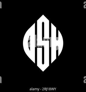 Logo DSX a lettera circolare con forma circolare ed ellisse. Lettere ellittiche DSX con stile tipografico. Le tre iniziali formano un logo circolare. DSX ci Illustrazione Vettoriale